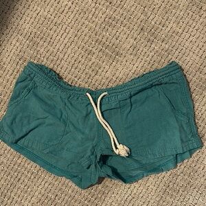 Roxy Green Athletic Shorts with Elastic Waistband and Drawstring